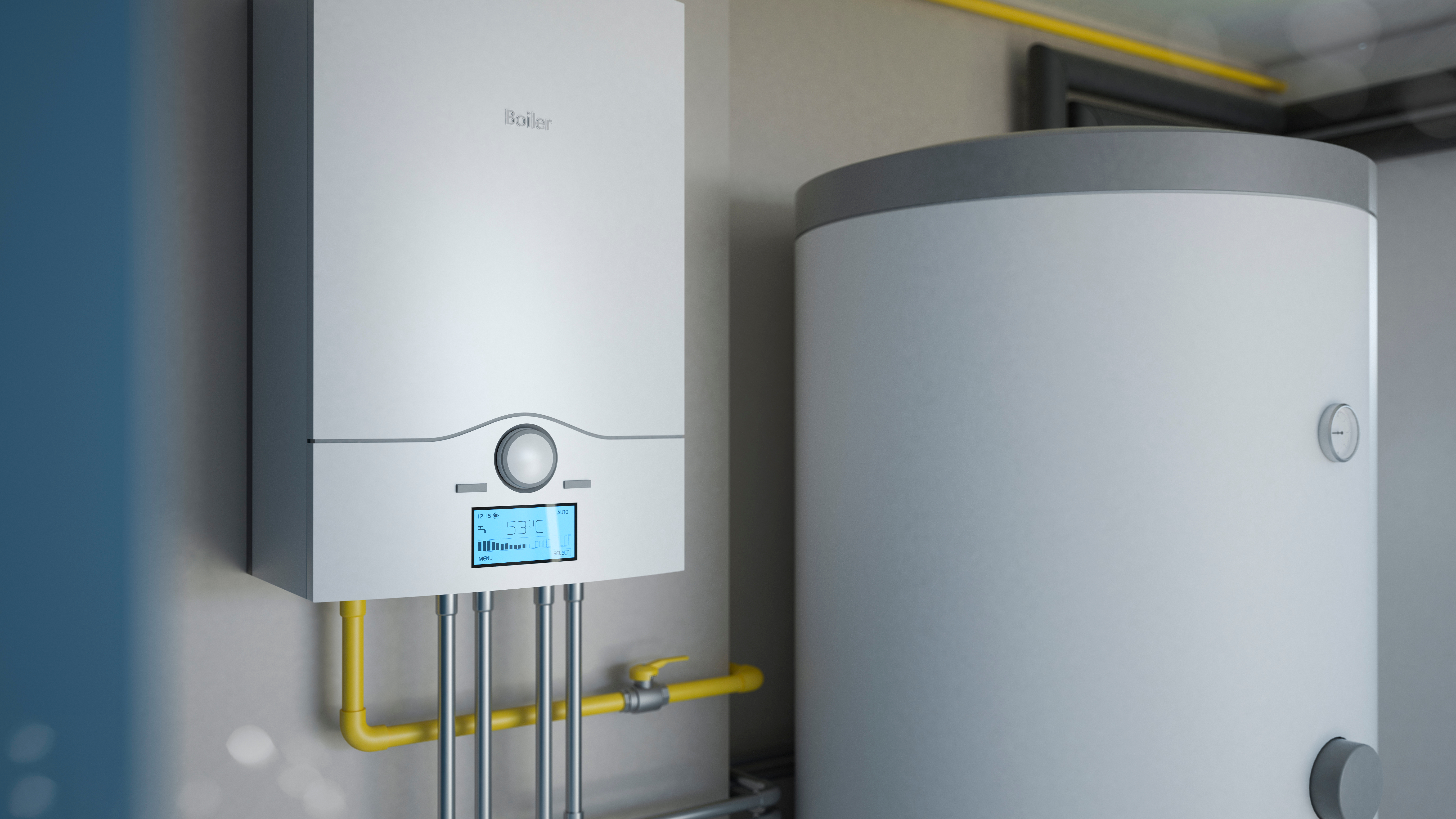 Boiler,Room,-,Gas,Heating,System,,3d,Illustration