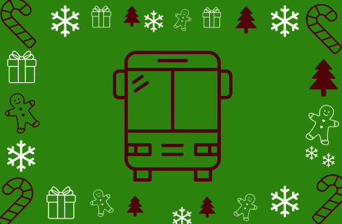 Bus Symbol mit weihnachtlichen Motiven